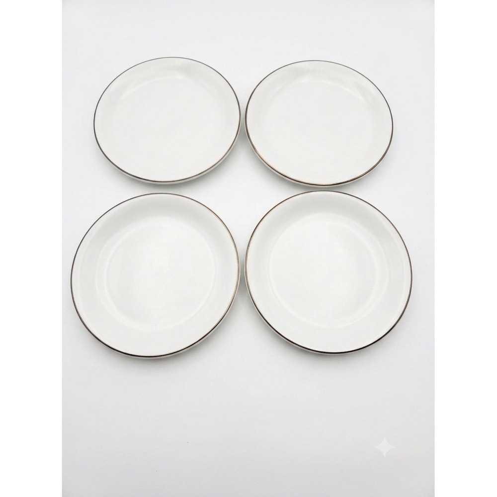 Set of 4 Vintage Laker Ivory China Plates Gold Rim TQ Tradex Japan Replacement